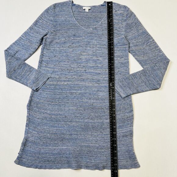 J. Jill Tunic Sweater Top Sm Cotton Linen Long Blue V-Neck Drapey Knit Lagenlook - Picture 5 of 11